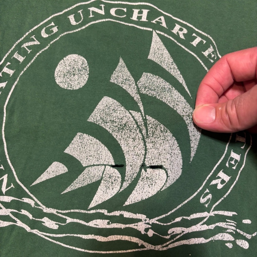 Oneita Harvard Business School T-Shirt Mens Large Green Distressed 90s Vintage - Picture 8 of 9